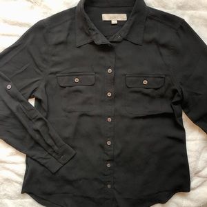 LOFT Black Long Sleeve Button-down